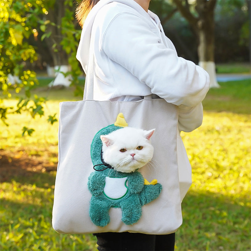 Small Dinosaur-Shaped Pet Shoulder Bag With Exposed Head