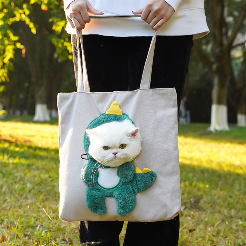 Small Dinosaur-Shaped Pet Shoulder Bag With Exposed Head