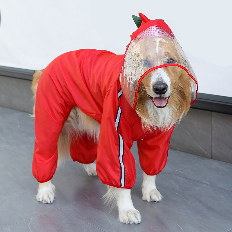 Red Dinosaur Four-Legged Pet Raincoat