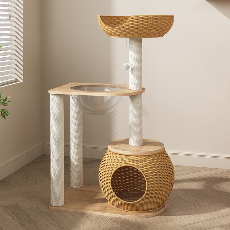 Solid Wood Cat Climbing Frame Cat Bed