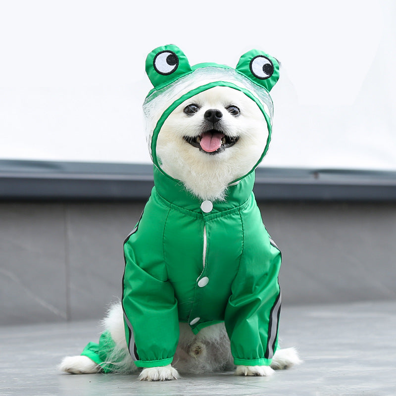 Green Frog Four-Legged Pet Raincoat