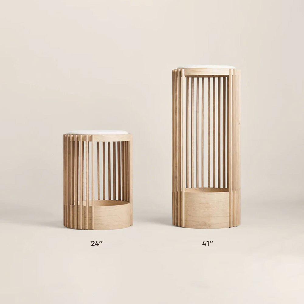 Solid Wood Cylindrical High and Low Cat Tower