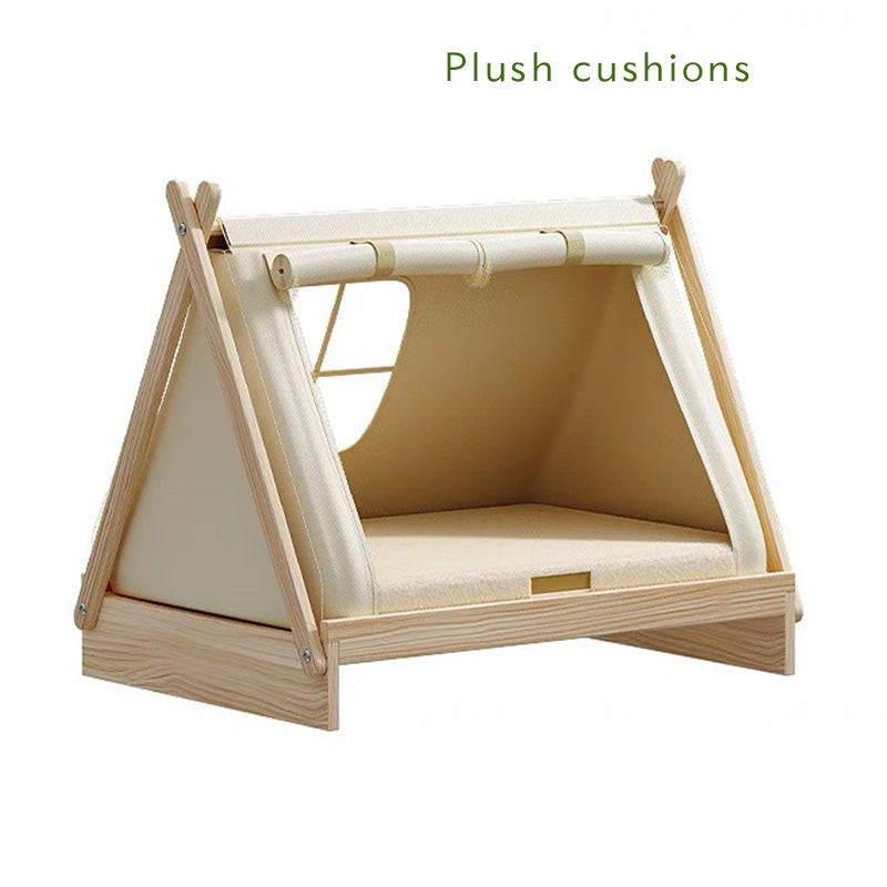 Solid Wood Enclosed Pet Tent Puppy House