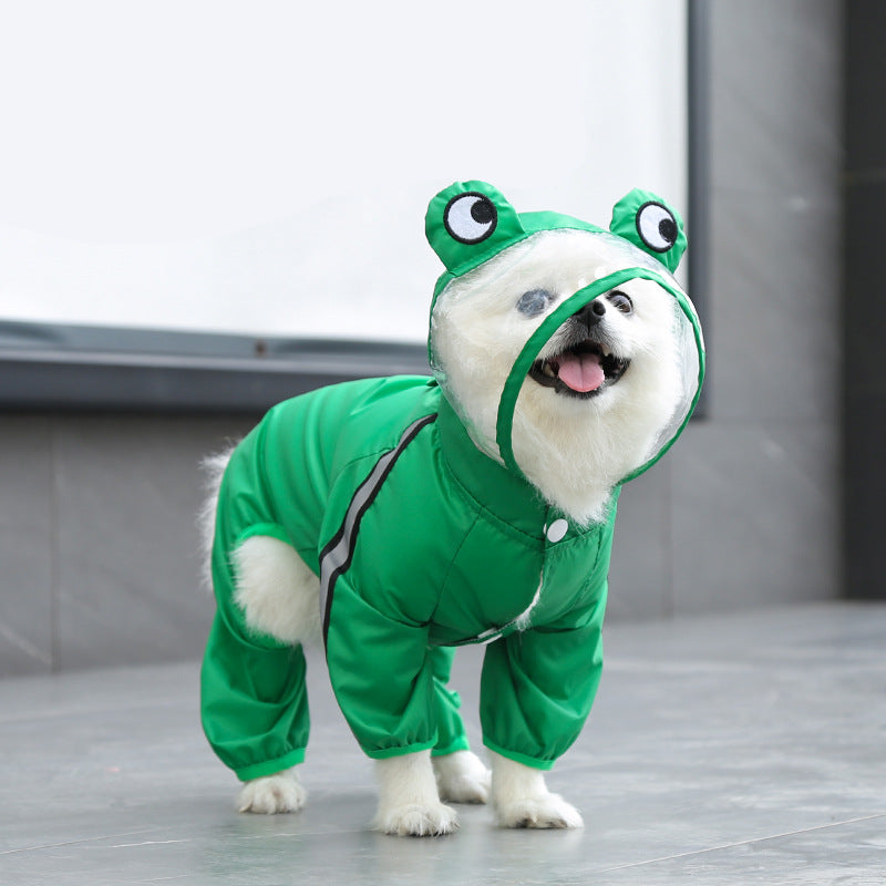 Green Frog Four-Legged Pet Raincoat