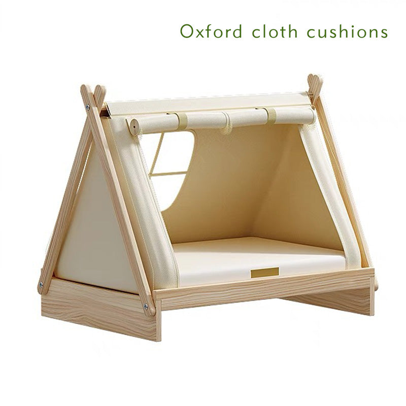 Solid Wood Enclosed Pet Tent Puppy House