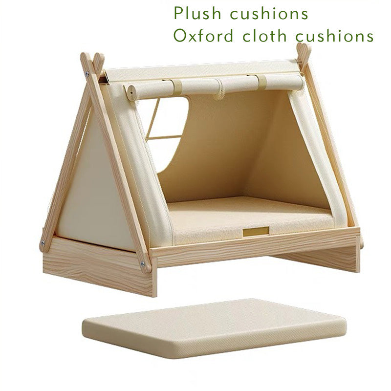 Solid Wood Enclosed Pet Tent Puppy House