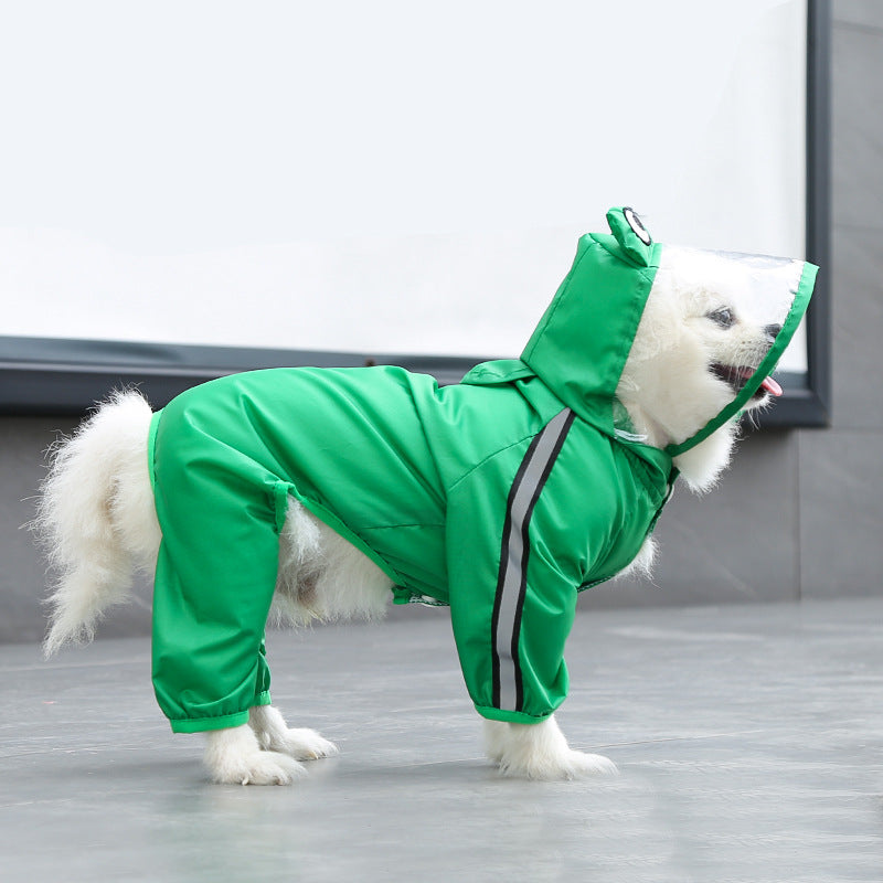 Green Frog Four-Legged Pet Raincoat