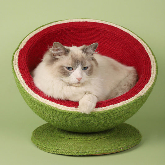 Watermelon Sisal Cat Bed Cat Scratching Board Integrated Toy
