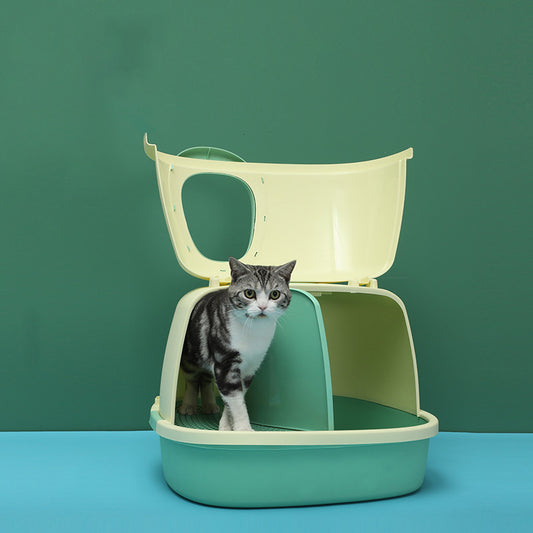 Fully Enclosed Splash-Proof Front-Flip Cat Toilet