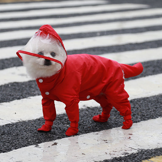 Four-Legged All-Inclusive One-Piece Waterproof Pet Raincoat