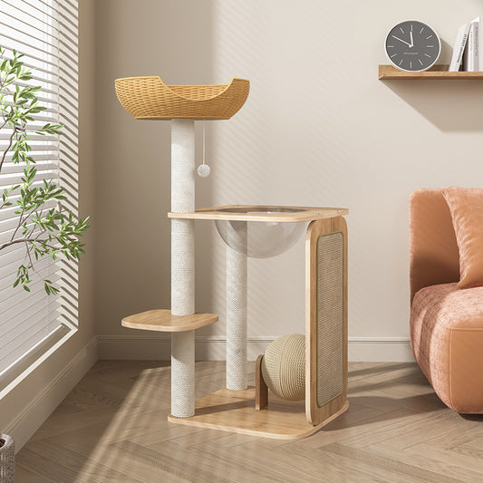 Solid Wood Cat Climbing Frame Cat Bed