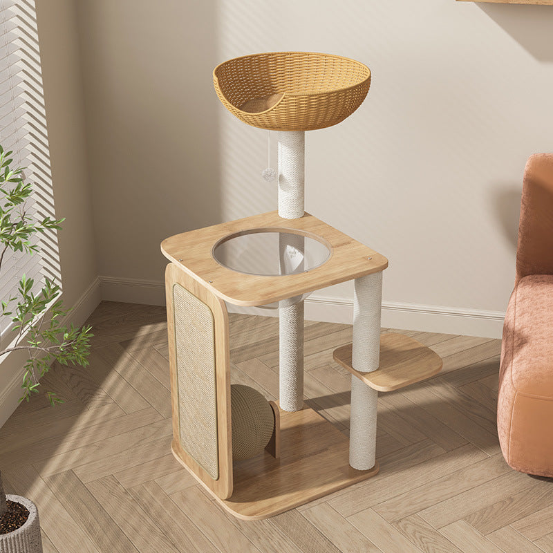 Solid Wood Cat Climbing Frame Cat Bed
