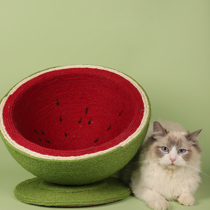 Watermelon Sisal Cat Bed Cat Scratching Board Integrated Toy