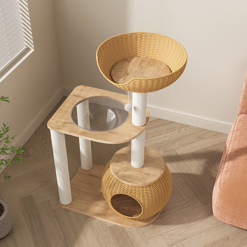 Solid Wood Cat Climbing Frame Cat Bed